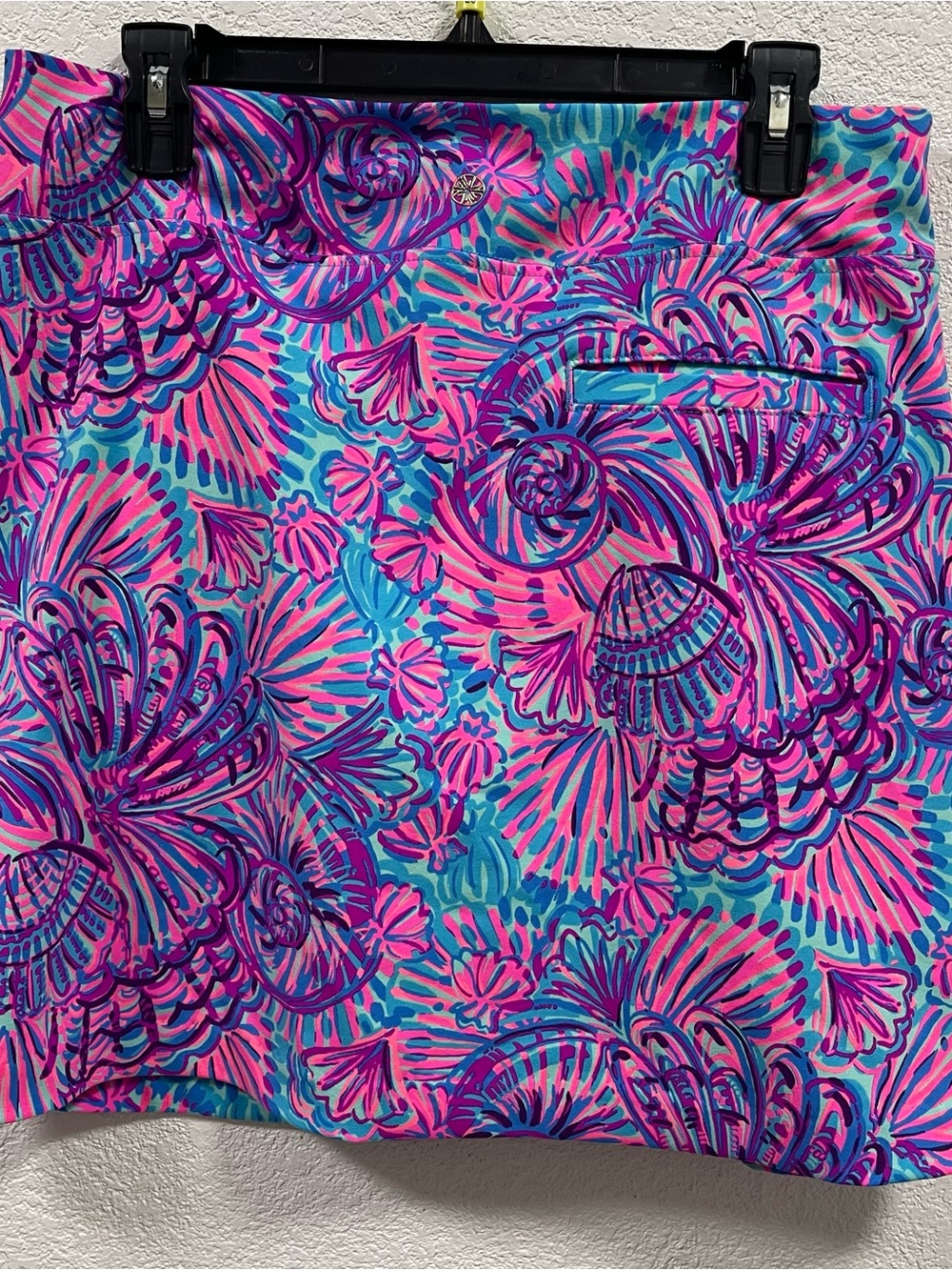 Lilly Pulitzer LuxleticMonica Skort Sz10 Shades of Pinks,Aqua,Purple Shells
